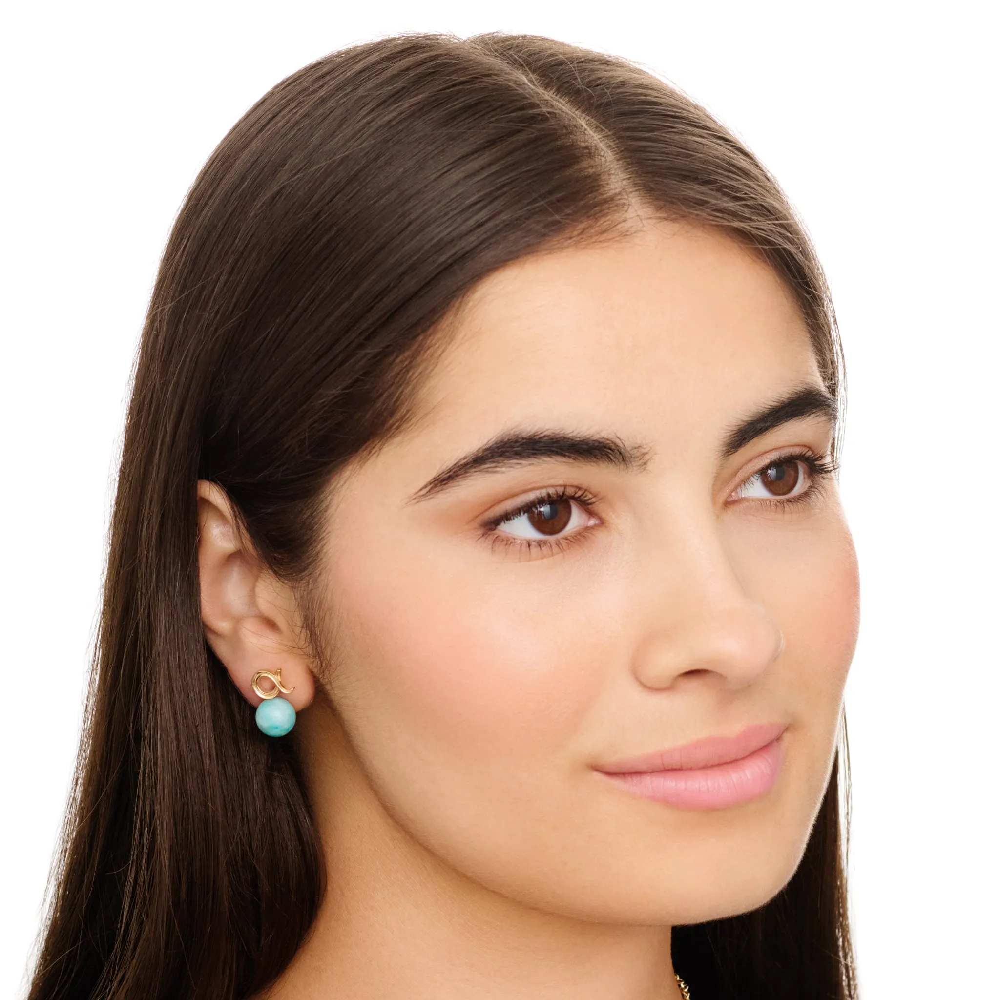 Alpha & Omega Earrings Yellow Gold - Amazonite