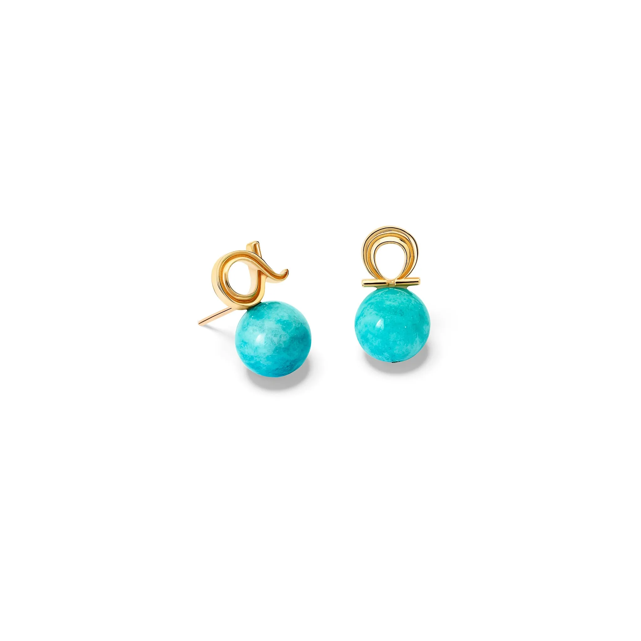 Alpha & Omega Earrings Yellow Gold - Amazonite