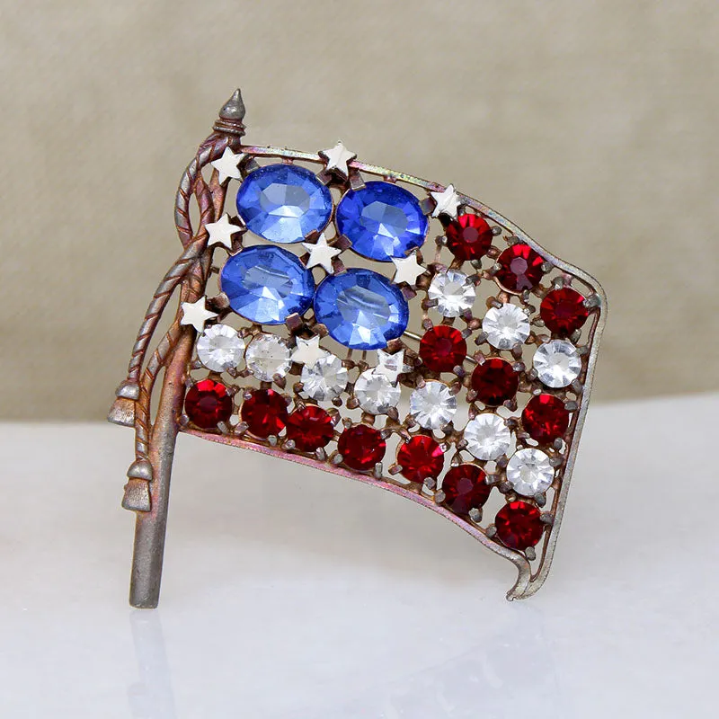Art Deco Era Star Spangled Banner Brooch