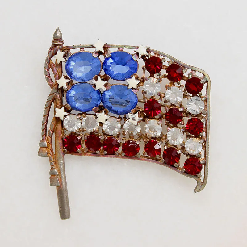 Art Deco Era Star Spangled Banner Brooch