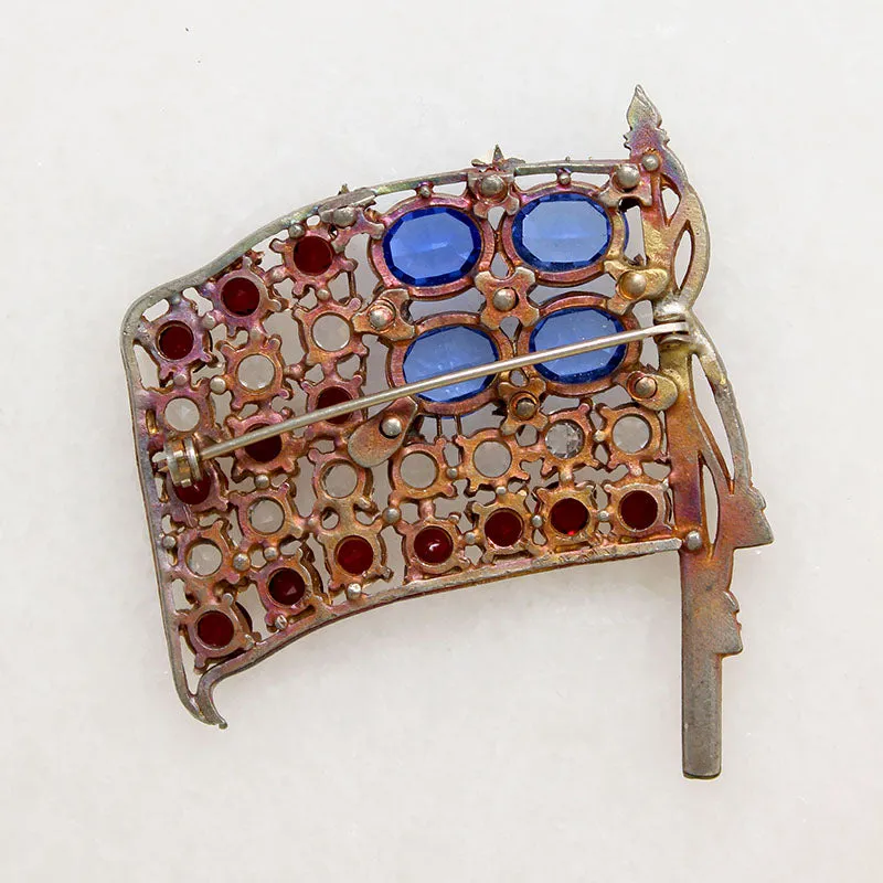 Art Deco Era Star Spangled Banner Brooch