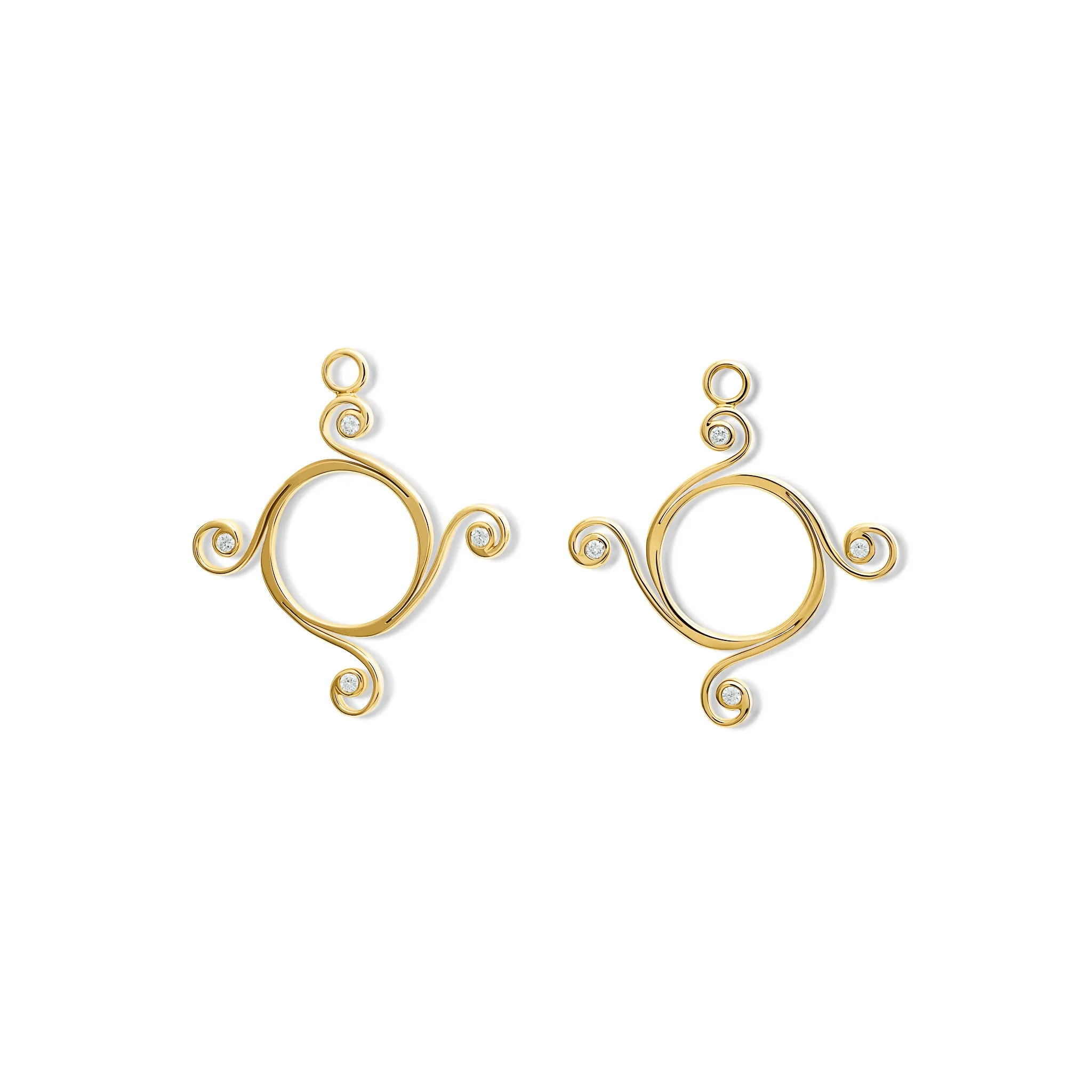 Athena Large Earring Drops Yellow Gold - Diamond