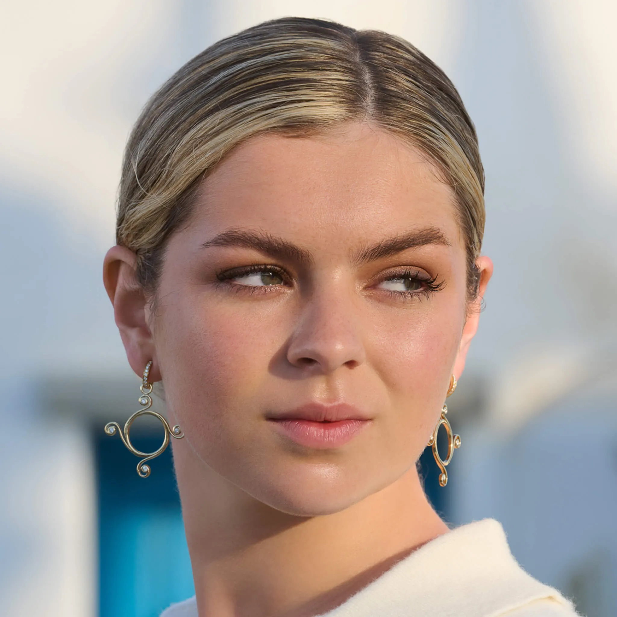 Athena Large Earring Drops Yellow Gold - Diamond