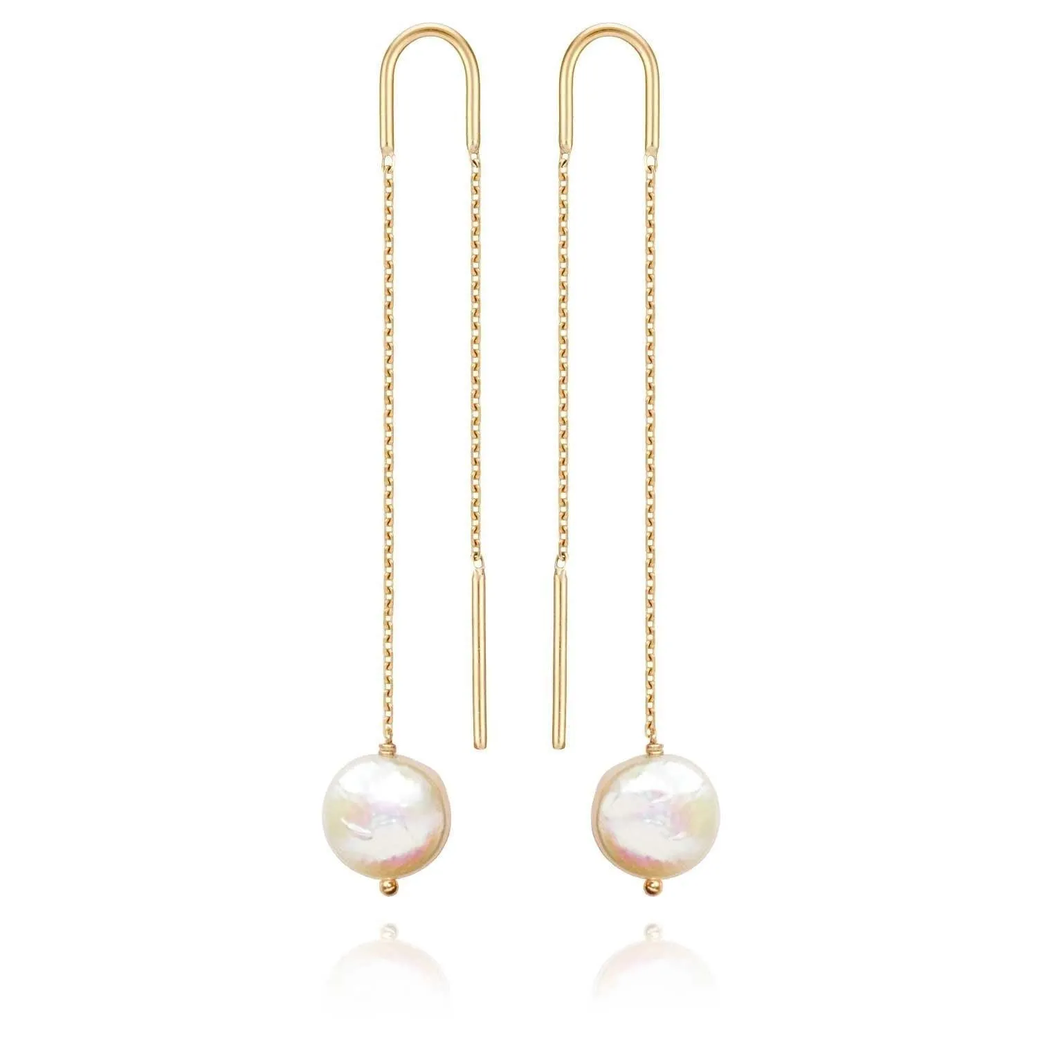 Baroque Flat Pearl Earrings Freshwater Pearls - 18k Gold