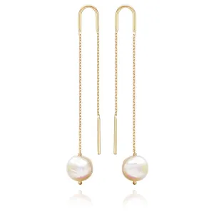 Baroque Flat Pearl Earrings Freshwater Pearls - 18k Gold