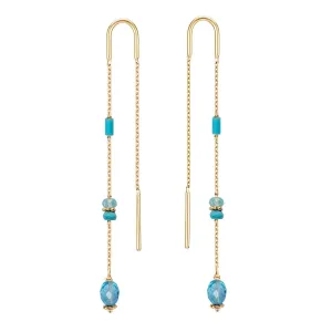 Boho Threader Earrings Turquoise and Apatite - 18k Gold - Limited Edition