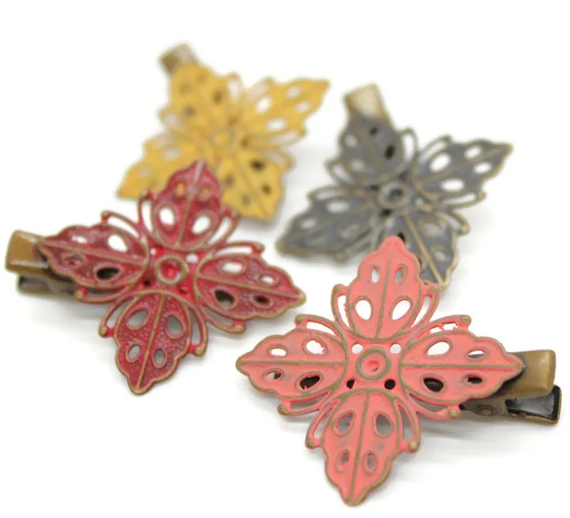 Buttercup Hair Clip - Hand Painted Ladybug Metal Filigree on Alligator Clip