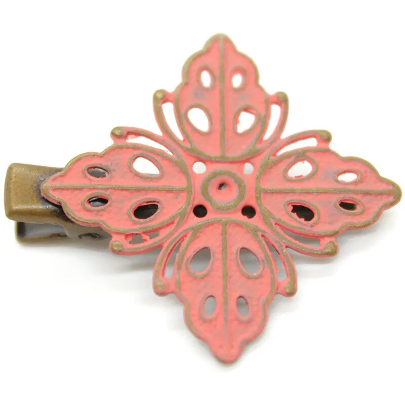 Buttercup Hair Clip - Hand Painted Ladybug Metal Filigree on Alligator Clip