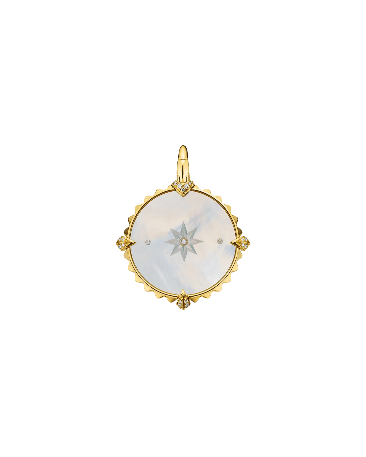 Capricorn Coin Charm | Mother of Pearl, Diamonds, and Yellow Gold