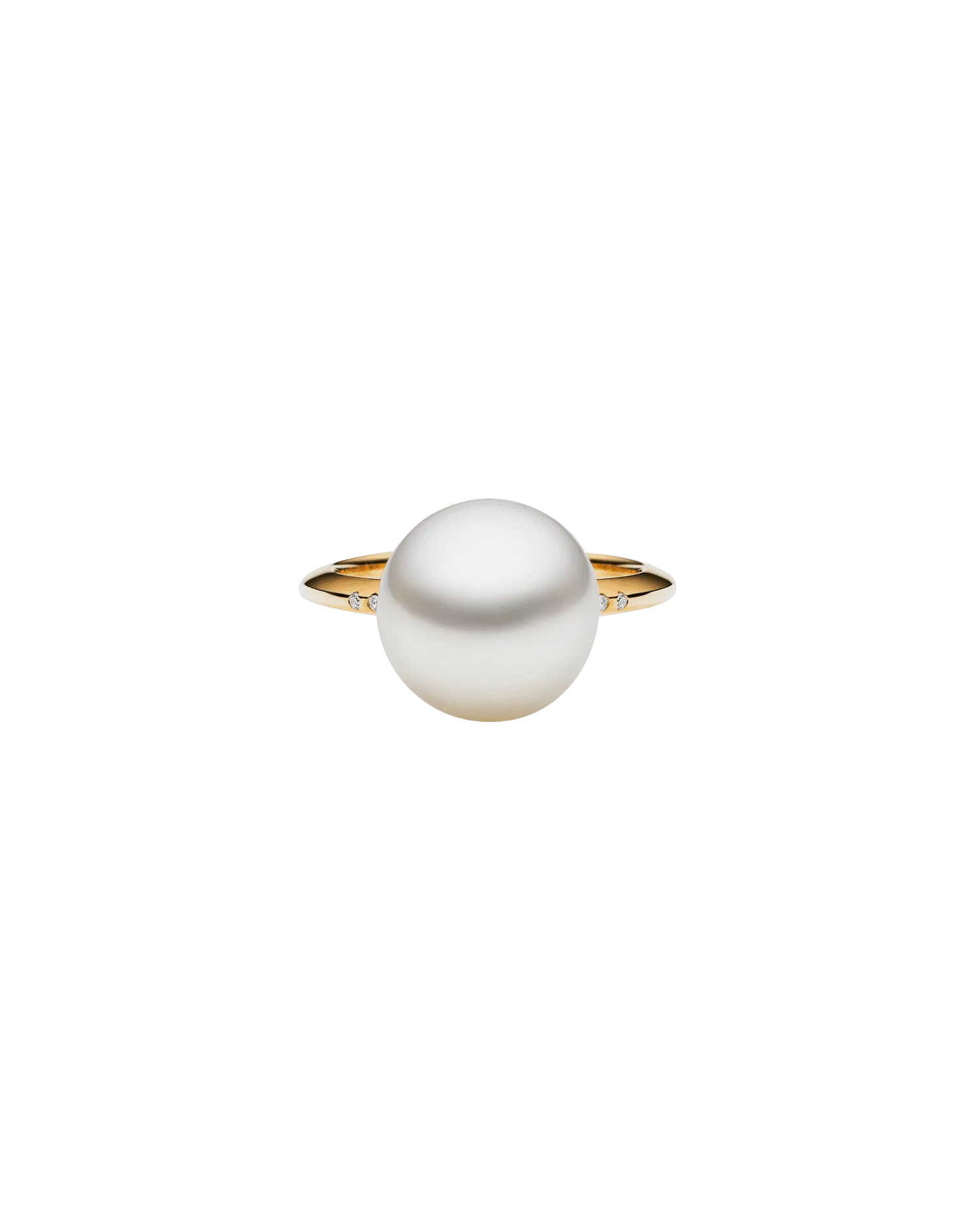 Classic Pearl Ring | 11mm Button Pearl, Diamonds, and Yellow Gold