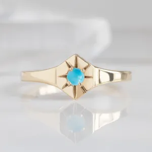 Custom Turquoise Birthstone Signet Ring | Yellow, Rose or White Gold
