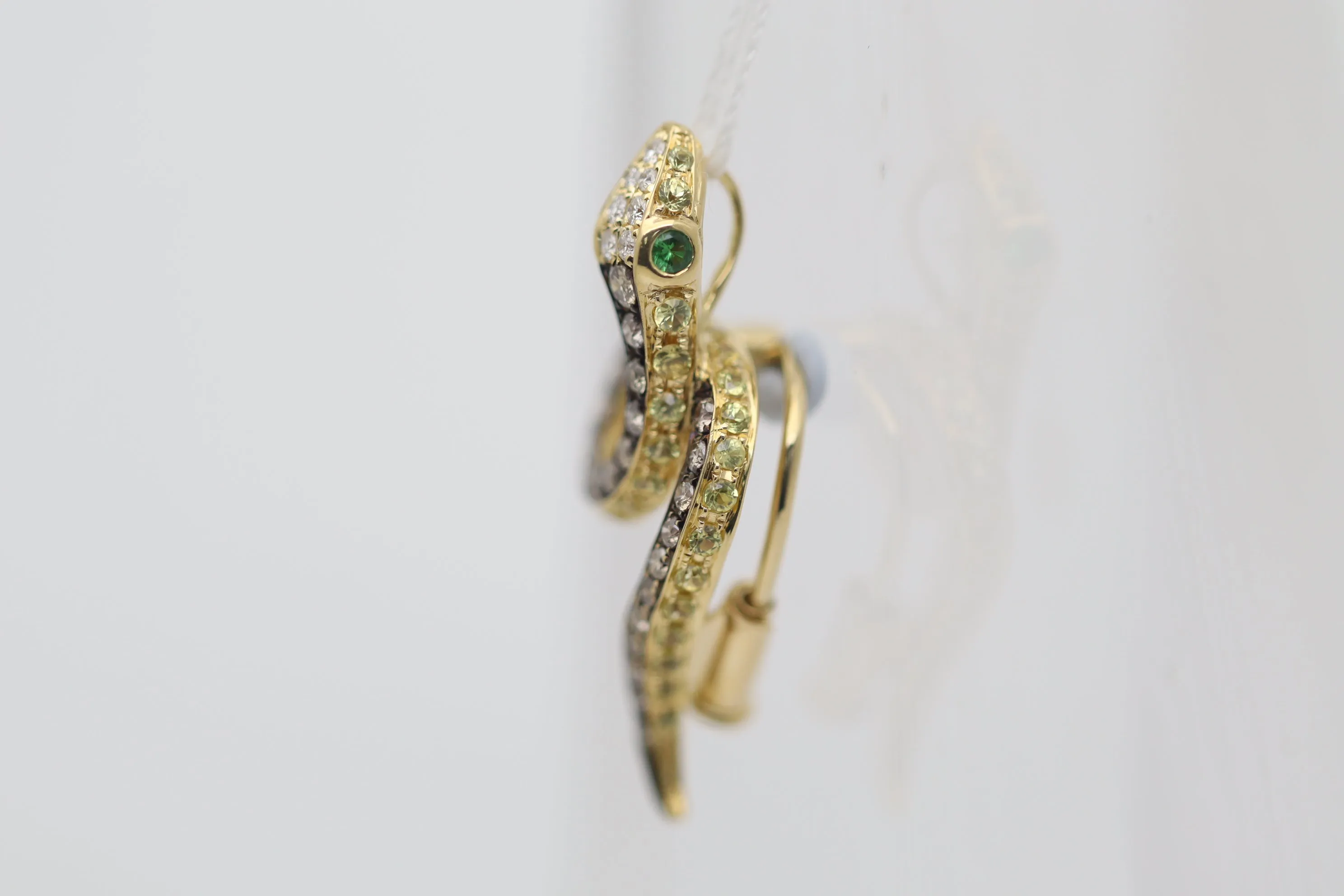 Diamond Sapphire Tsavorite Gold Snake Pendant-Pin