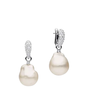 Diamond Touchstone Pearls My Way Earrings | 14mm Baroque Pearls, Diamonds, and White Gold
