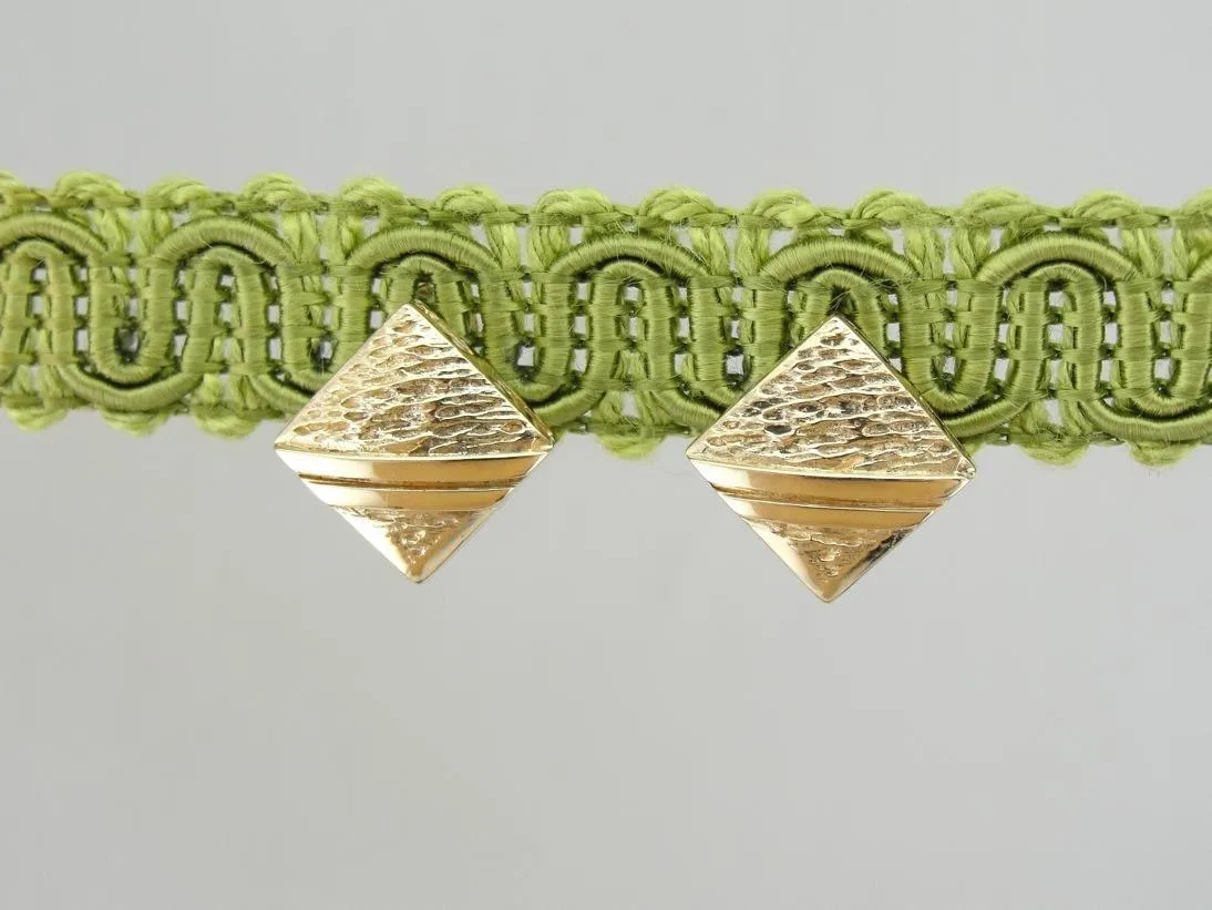 Double Yellow Line: Textured Square Stud Earrings in Gold