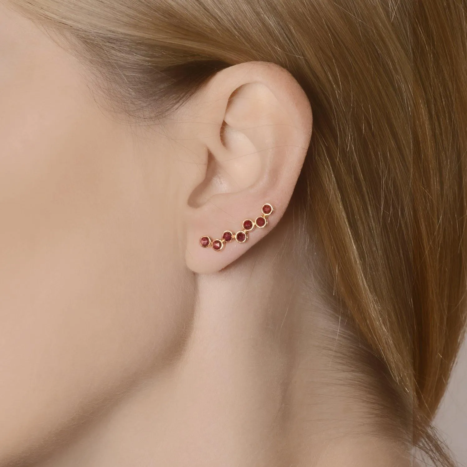 Ear Cuff Constellation Left- Pink Garnet 18k Gold