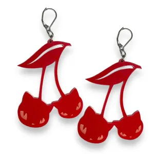 Emily The Strange? Cherry Cat Hook earrings - Red