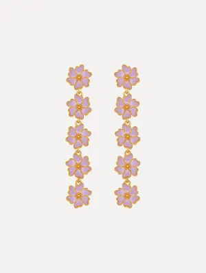 Enamel Cherry Blossom Drop Earrings
