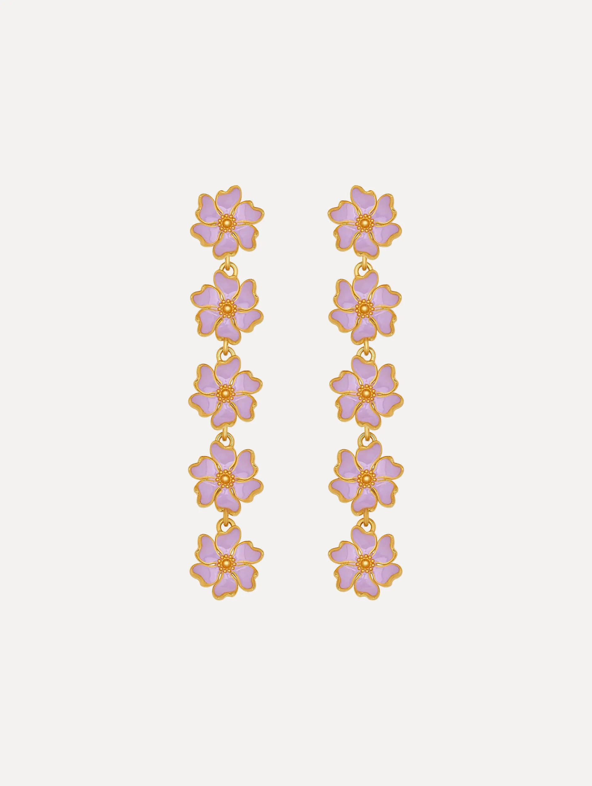Enamel Cherry Blossom Drop Earrings