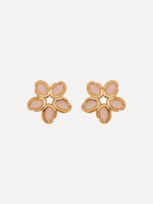 Enamel O Flower Earrings