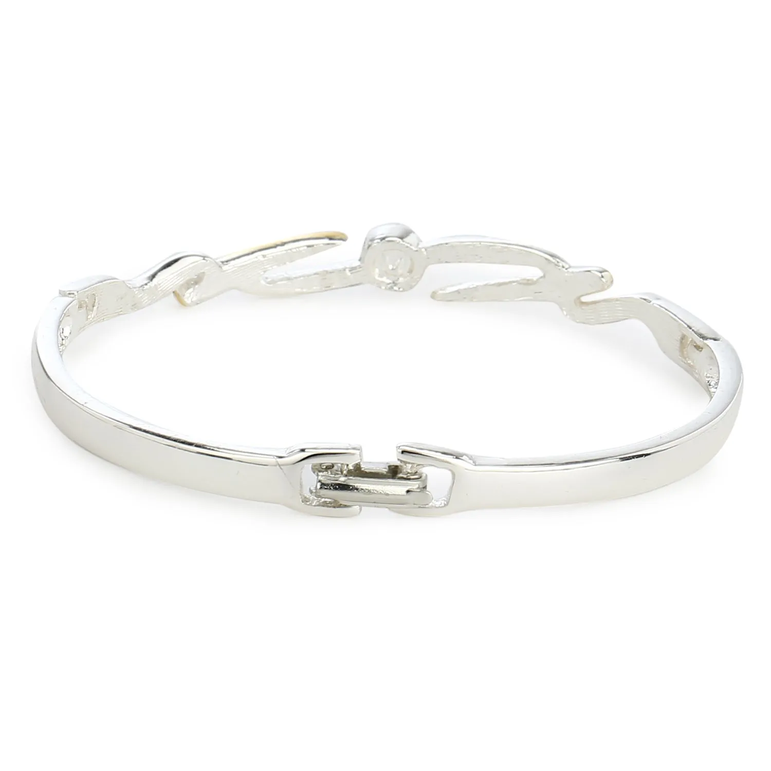 Estele Gold & Rhodium Plated Spike Designer Kada Bracelet with White Austrian Crystal for Girls & Women