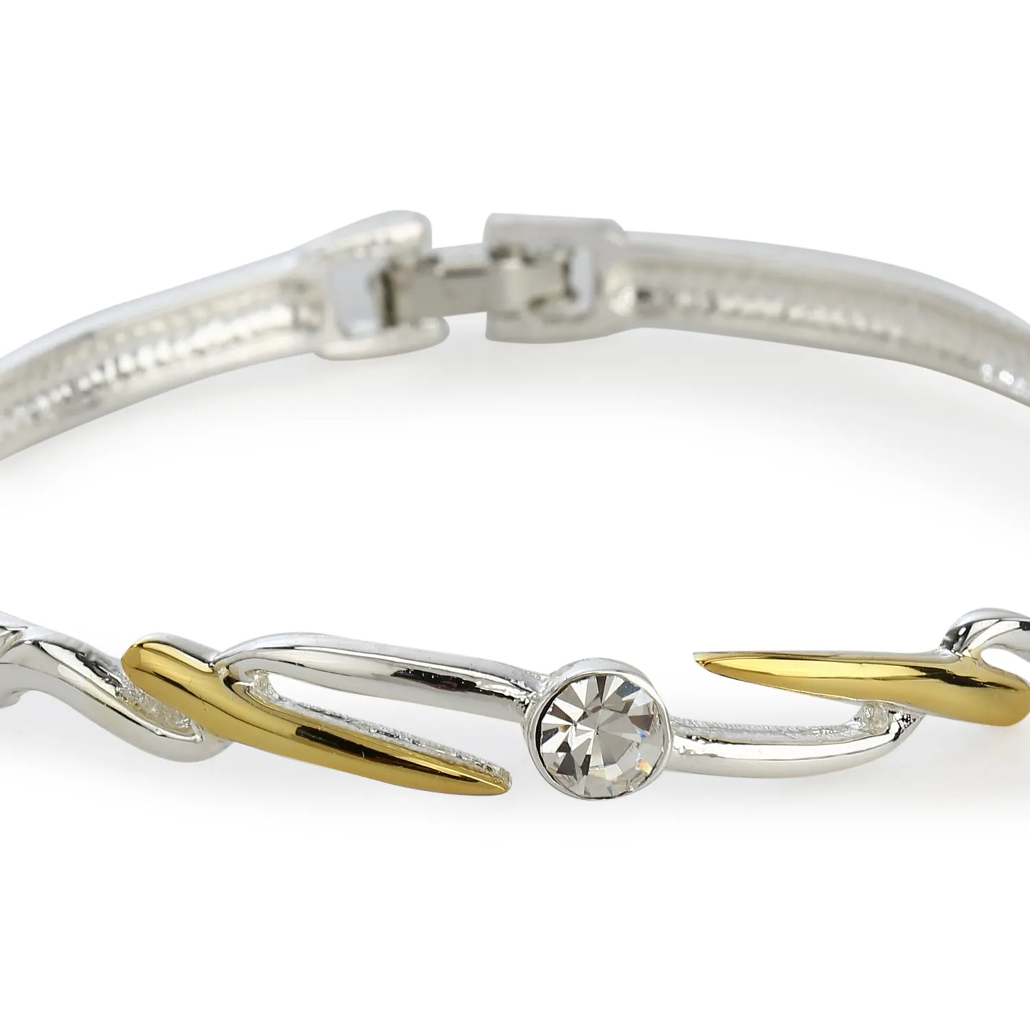 Estele Gold & Rhodium Plated Spike Designer Kada Bracelet with White Austrian Crystal for Girls & Women