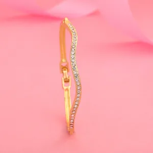Estele Gold Plated Stylish Kada Bracelet with White Austrian Crystals for Girls & Women