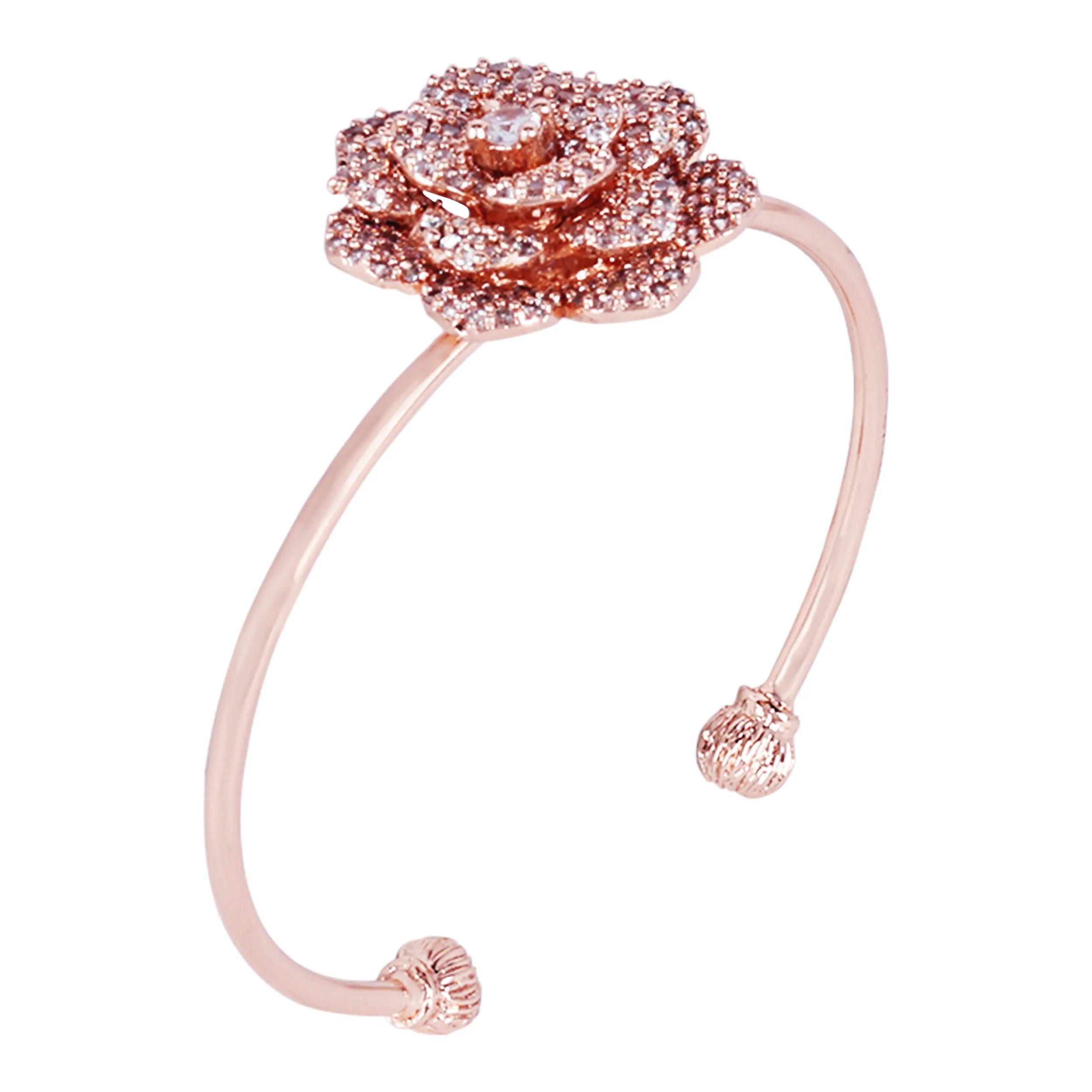 Estele Rose Collection Luxurious Rose Motif Cuff Bracelet: Rosegold Plated with Floral Charmsa??? Perfect Accessory for Women-Fashion & Gifts