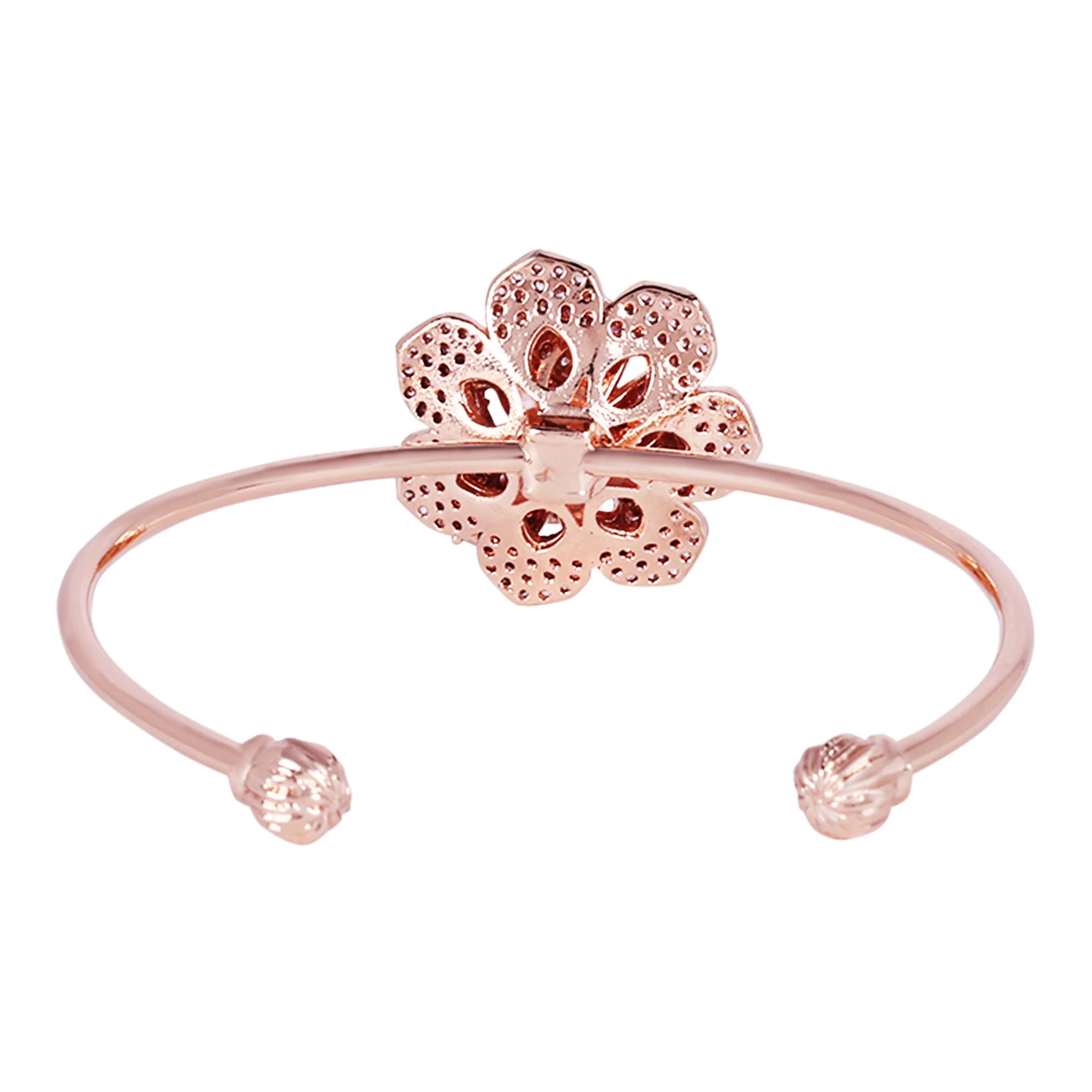Estele Rose Collection Luxurious Rose Motif Cuff Bracelet: Rosegold Plated with Floral Charmsa??? Perfect Accessory for Women-Fashion & Gifts