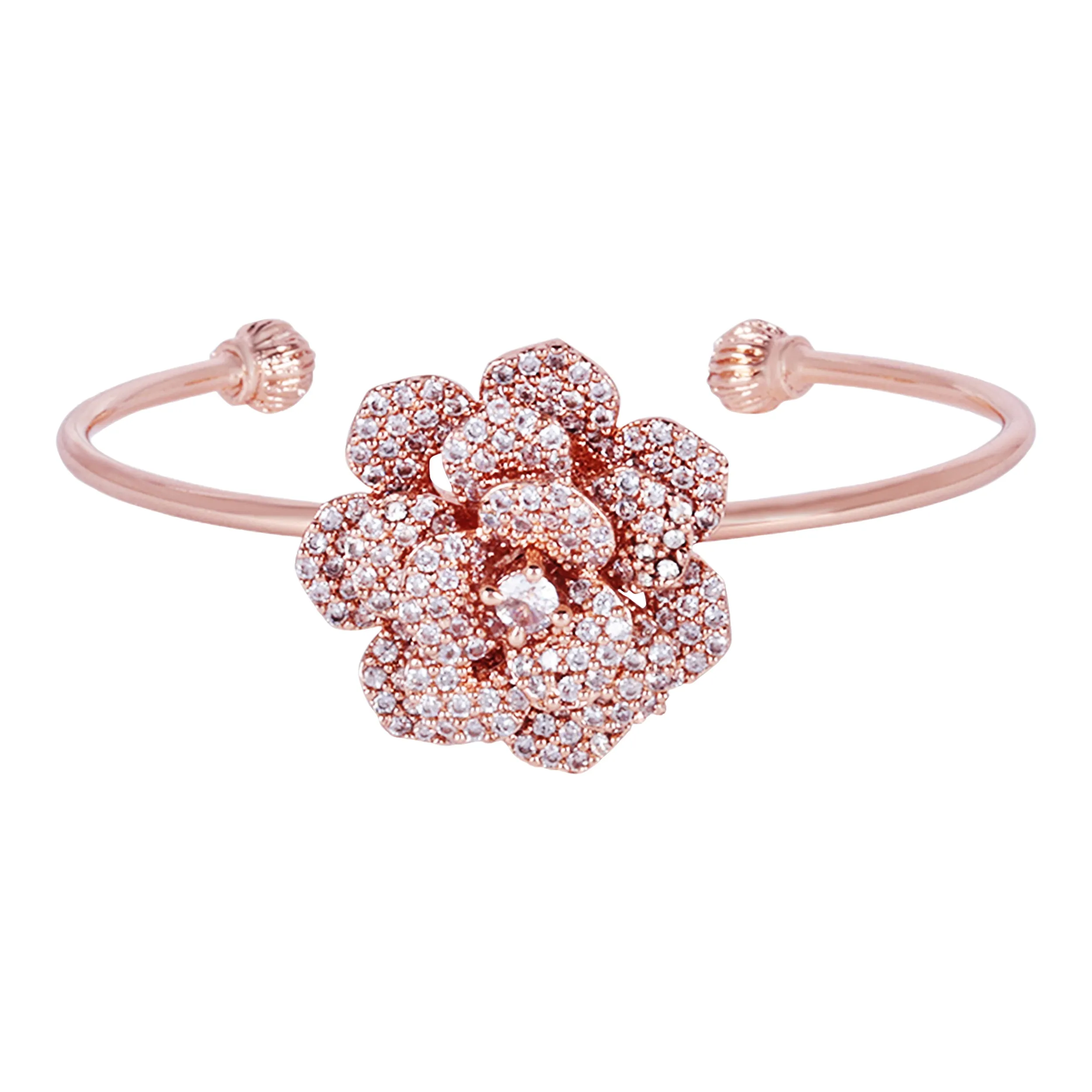 Estele Rose Collection Luxurious Rose Motif Cuff Bracelet: Rosegold Plated with Floral Charmsa??? Perfect Accessory for Women-Fashion & Gifts
