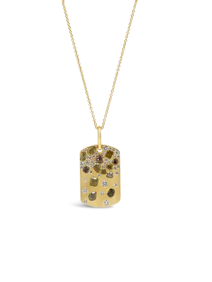 Fancy Color Diamond Dog Tag Style Pendant