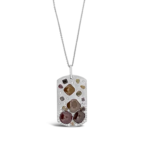 Fancy Diamond Dog Tag Pendant