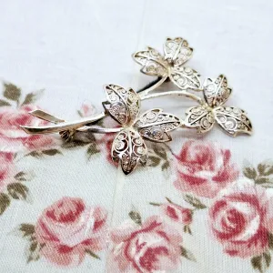 Filigree Silver Leaf Brooch