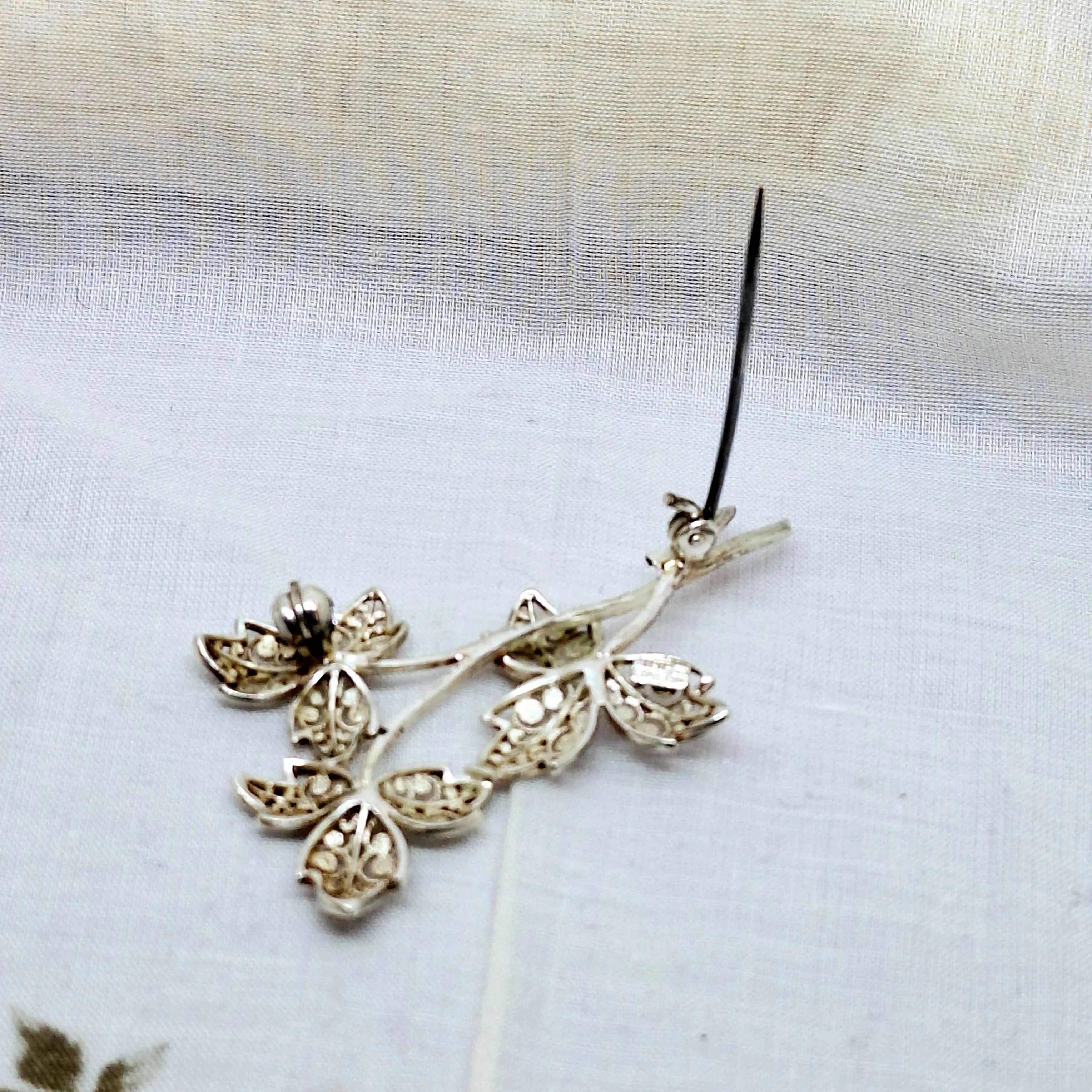 Filigree Silver Leaf Brooch