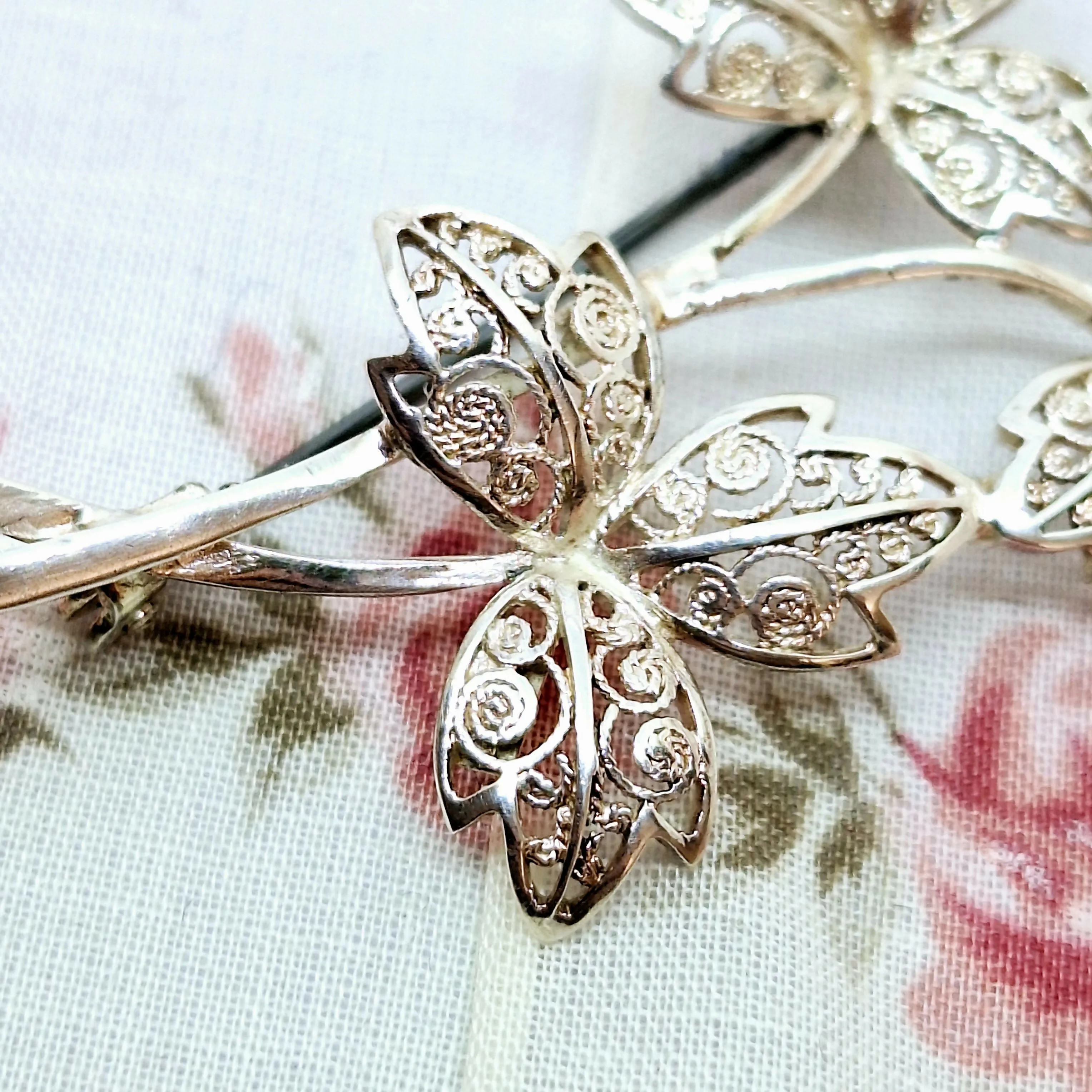 Filigree Silver Leaf Brooch