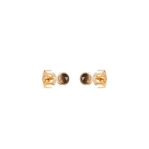 Gem Ear Studs Smoky Quartz 18k Gold