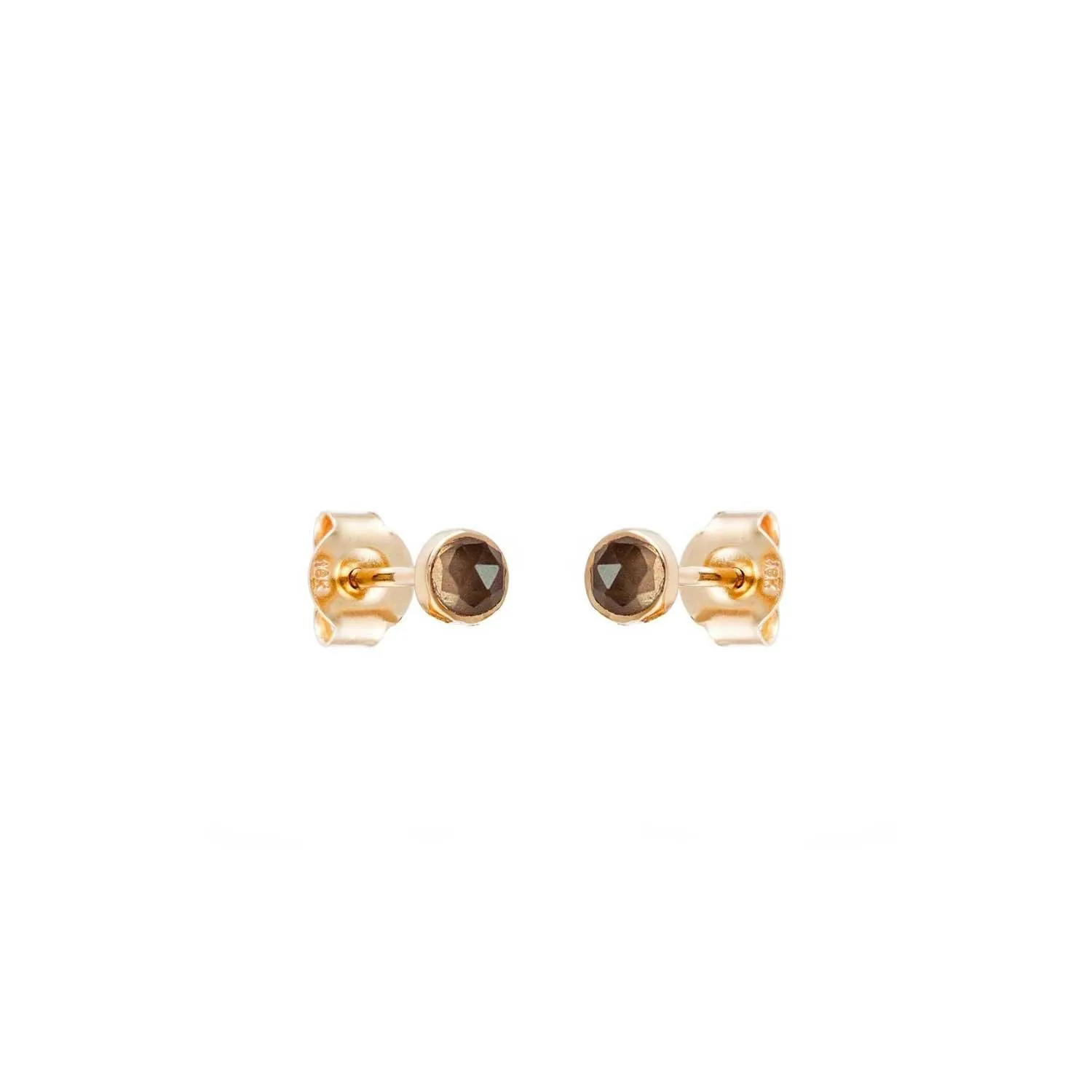 Gem Ear Studs Smoky Quartz 18k Gold