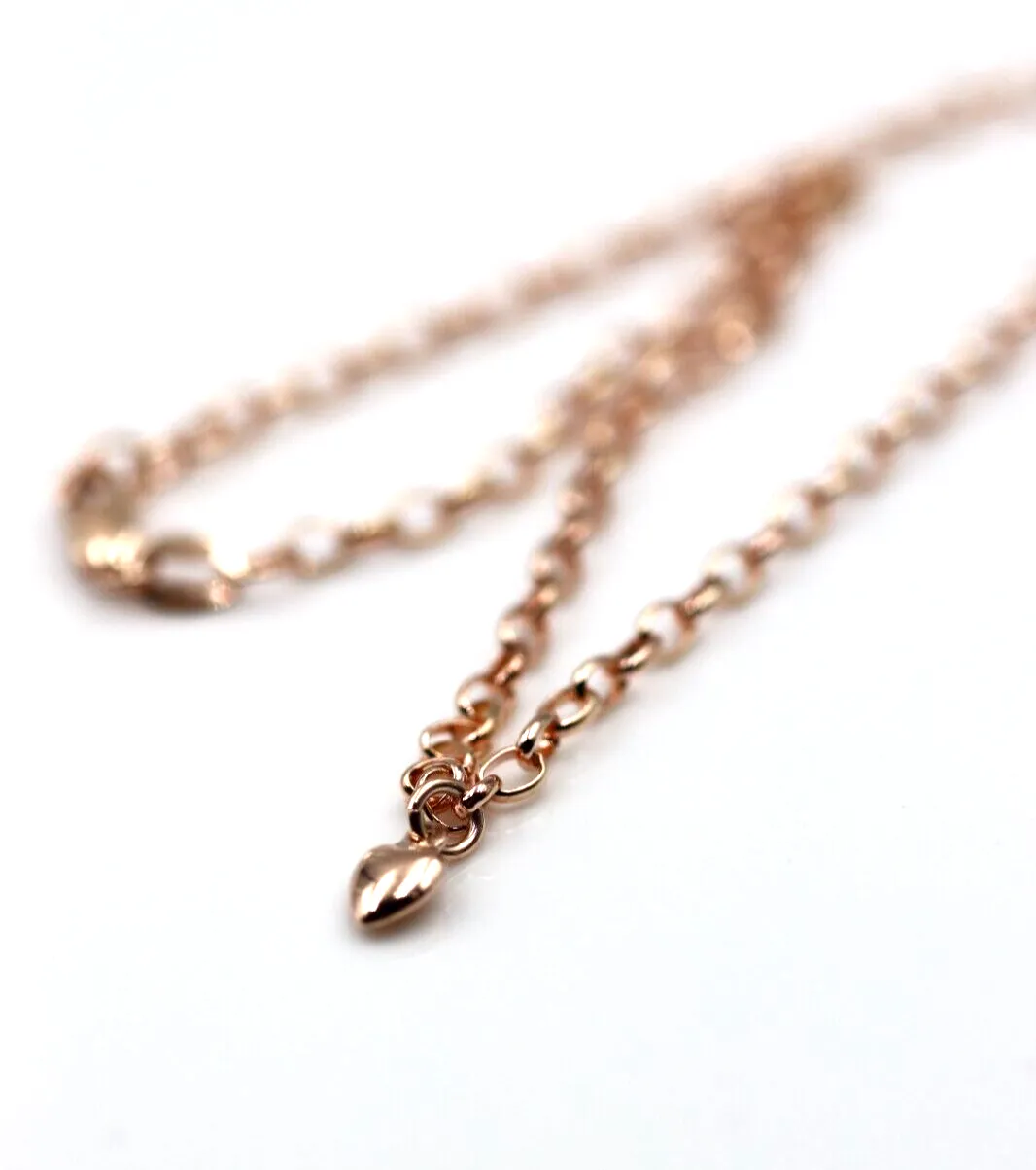 Genuine 9ct Solid Yellow or Rose Gold 25cm Belcher Anklet   1 heart charm