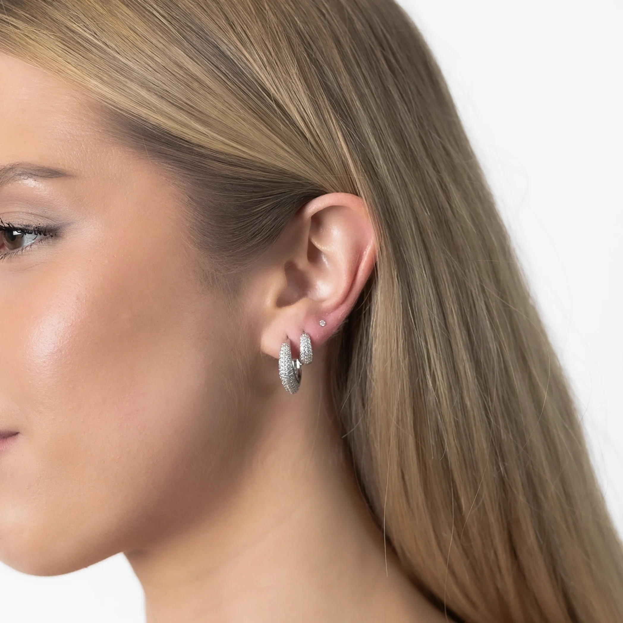 GEOMETRIC PAV?? EARRINGS Silver