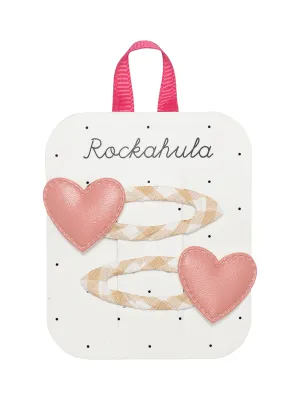 Gingham Heart Clips