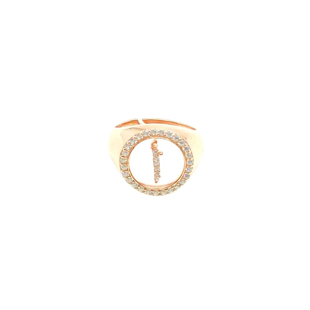 Glass Arabic Initial Ring in 925 Sterling Silver