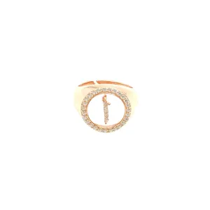 Glass Arabic Initial Ring in 925 Sterling Silver
