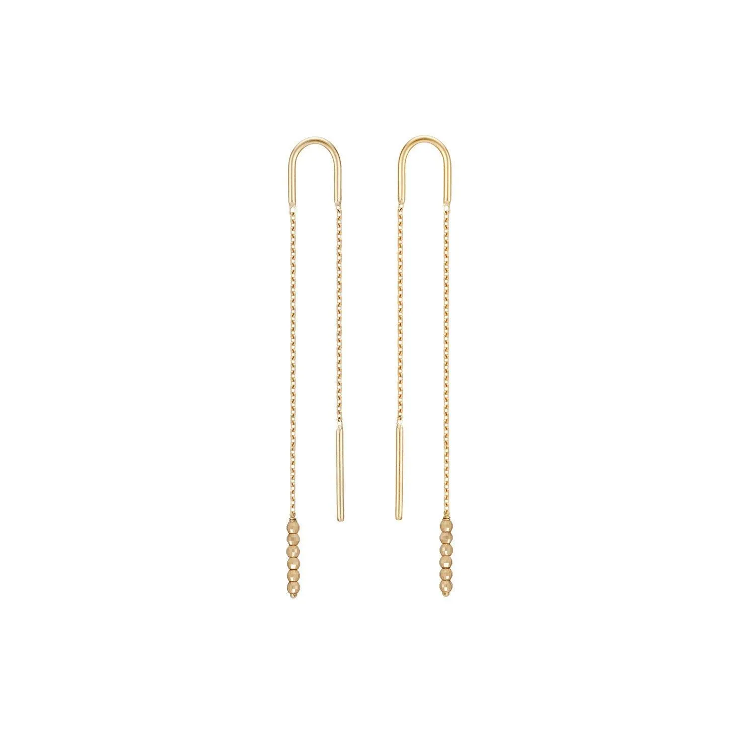 Gold Bead Long Earrings 18ct Gold