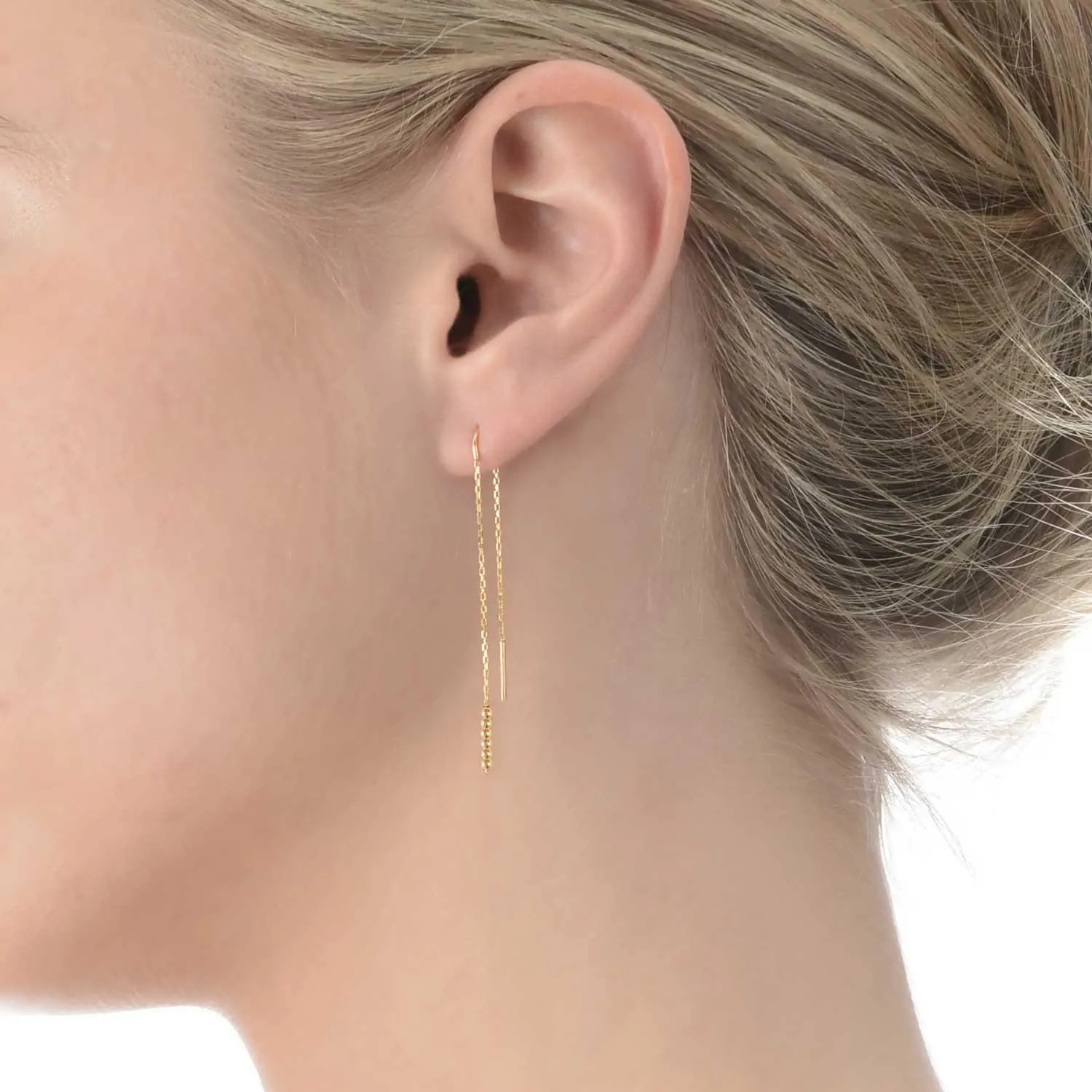 Gold Bead Long Earrings 18ct Gold
