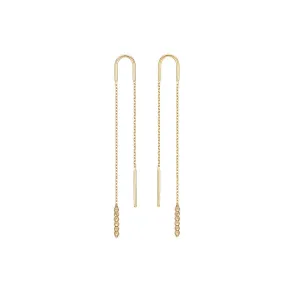 Gold Bead Long Earrings 18ct Gold