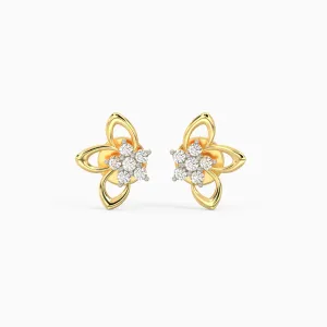 Gold Floral Impressions Diamond Earrings