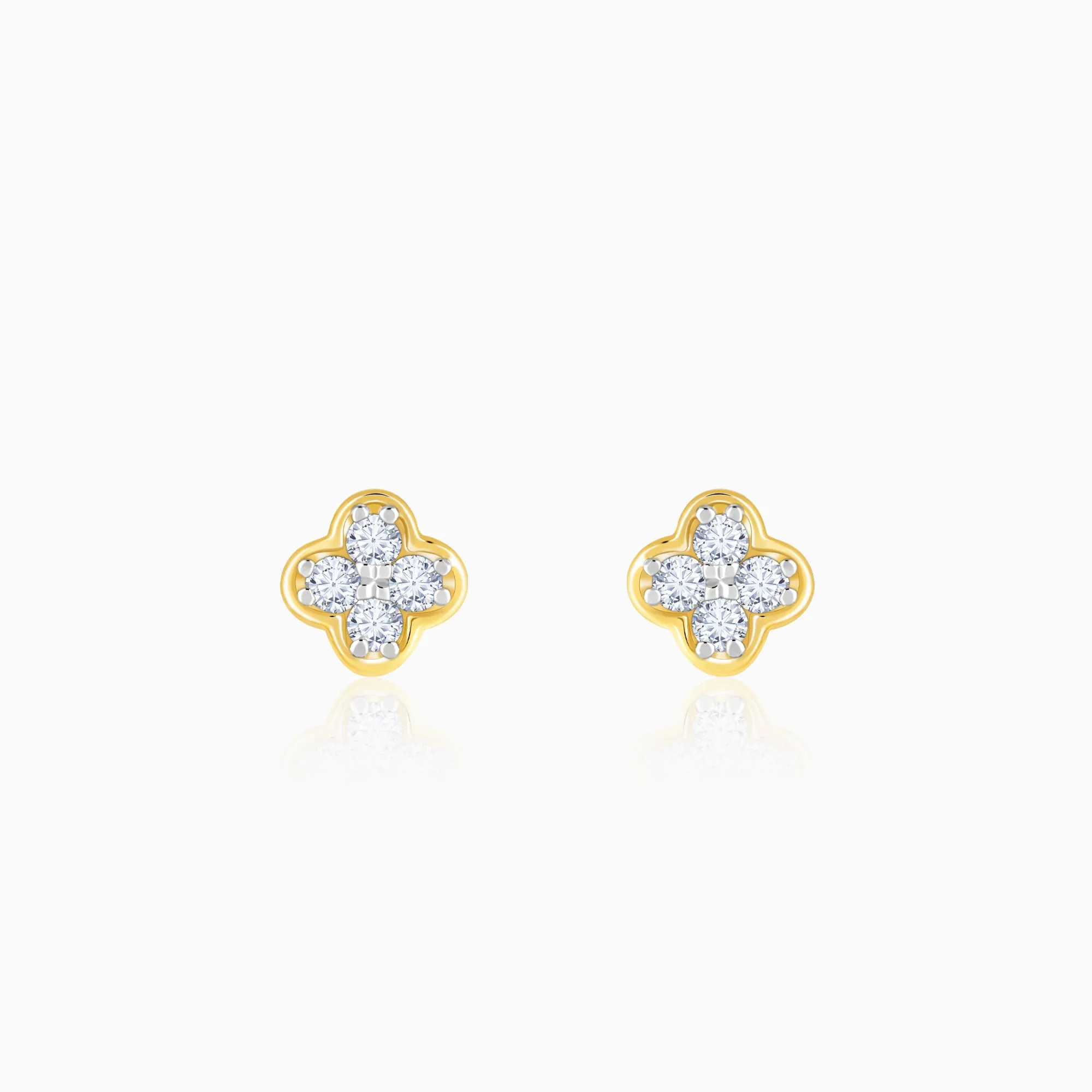 Gold Minimal Lobe Diamond Earrings