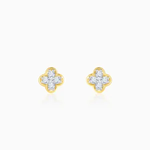 Gold Minimal Lobe Diamond Earrings