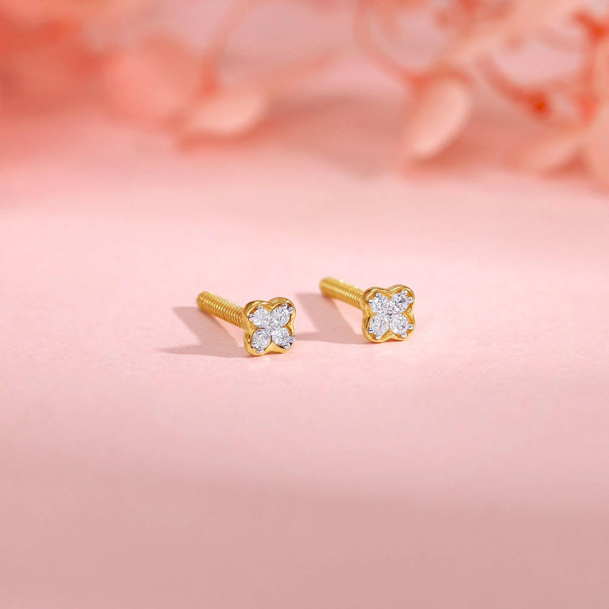 Gold Minimal Lobe Diamond Earrings
