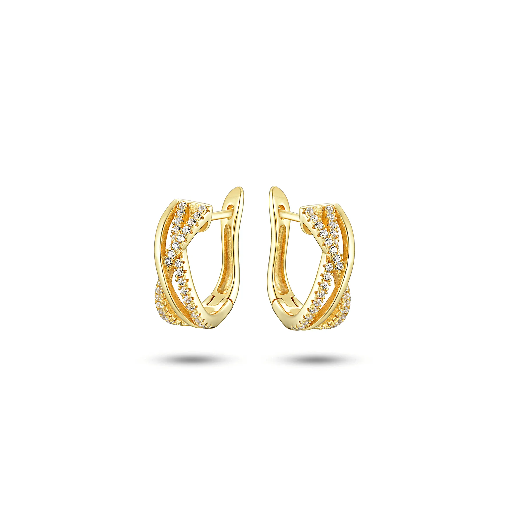 Gold-plated earrings 18k yellow gold assembled with zirconium oxide
