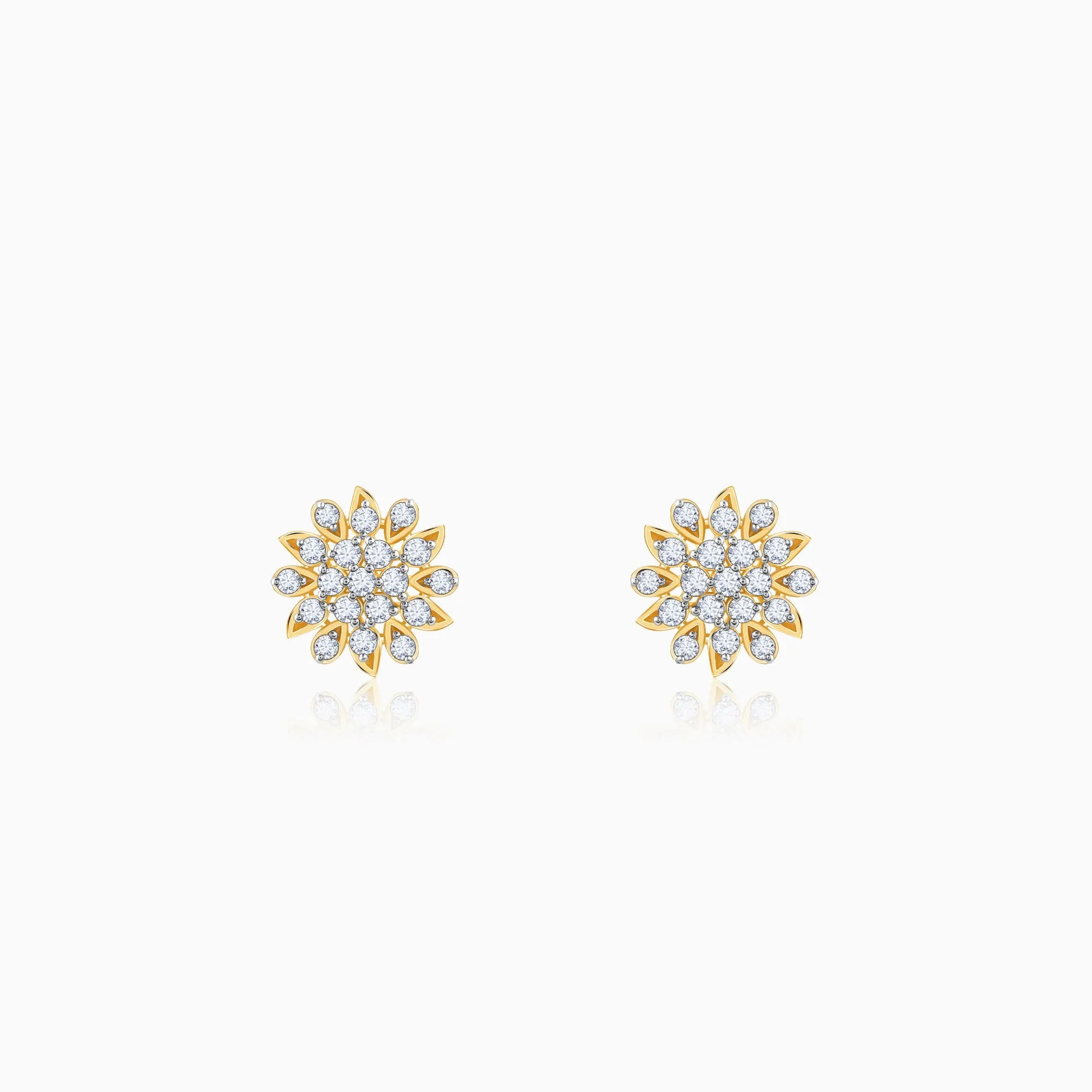 Gold Radiant Blossom Diamond Earrings
